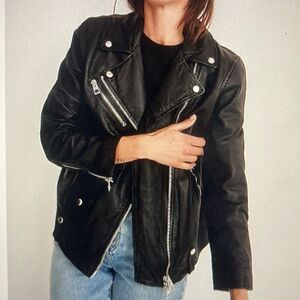 Madewell Washed Leather Oversized Motorcycle Jacket XL